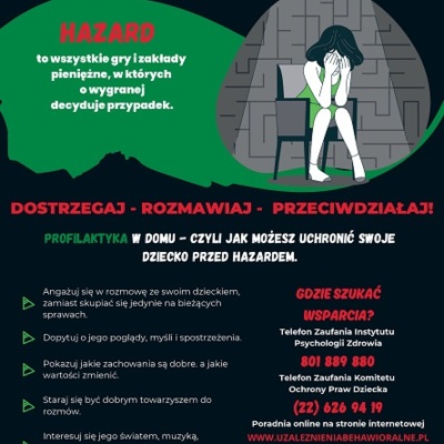 Plakat:  Hazard dostrzegaj rozmawiaj (Rodzice)