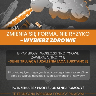 Plakat: E-papierosy i woreczki nikotynowe (Dorośli)
