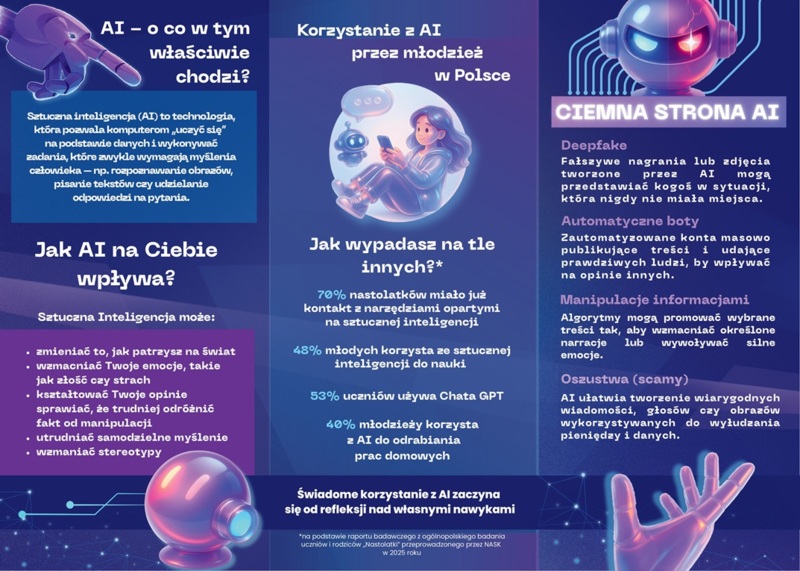 Broszura: Sztuczna Inteligencja, nie daj się jej zmanipulować (młodzież)