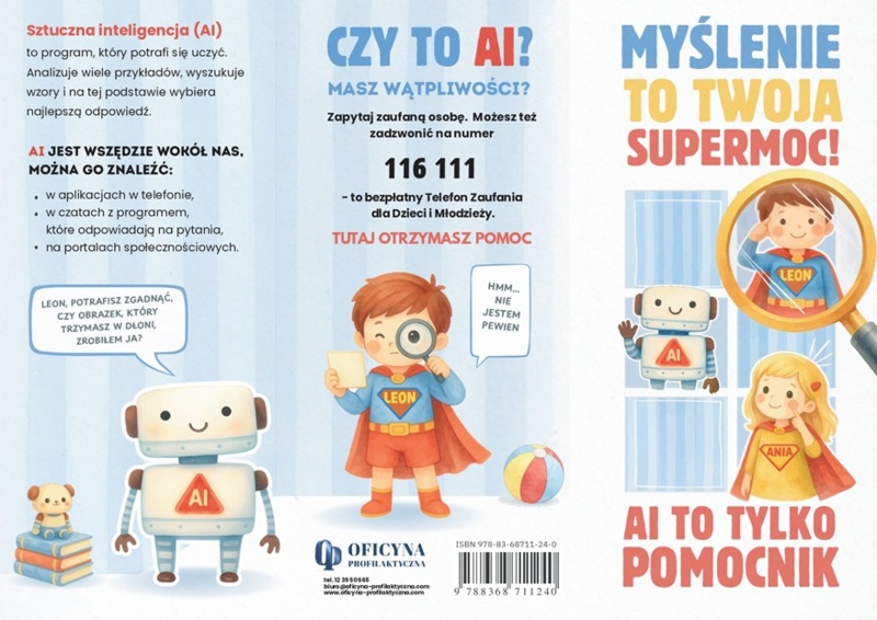 Broszura: Myślenie to Twoja supermoc! AI to tylko pomocnik (dzieci)