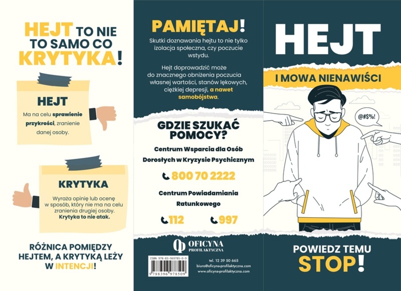 Broszura Hejt i Mowa Nienawiści - Powiedz Stop! (Dorośli)