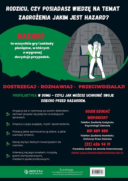 Plakat:  Hazard dostrzegaj rozmawiaj (Rodzice)