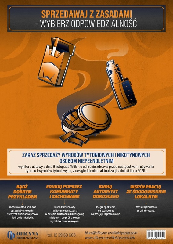 Plakat: E-papierosy i woreczki nikotynowe  (Sprzedawcy)