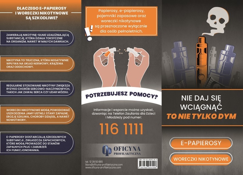 Broszura:  E-papierosy i woreczki nikotynowe (Uczniowie)
